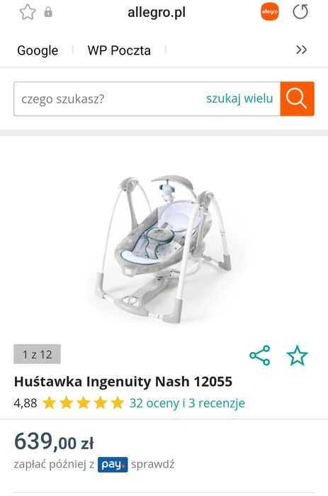 Huśtawkę hybrydową bujaczek Ingenuity NASH 2w1.