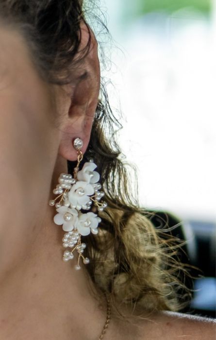 Kolczyki ślubne BOHO wizytowe wiszące z kryształkami stal szlachetna