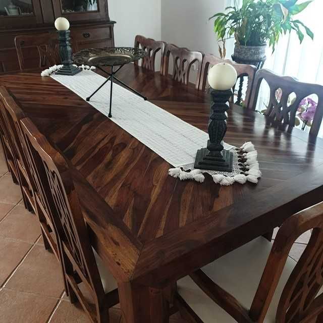 Mesa Madeira Exótica 225x110x78 + Cadeiras