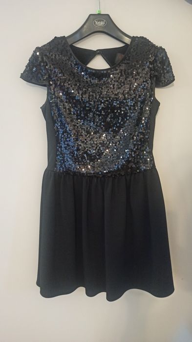 Sukienka na sylwestra cekiny sylwestrowa studniówka czarna 40 42 L XL