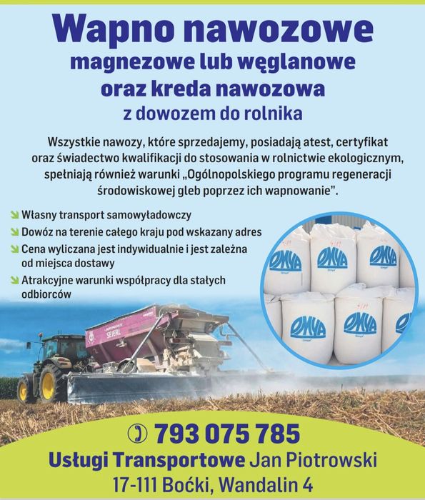 Wapno Nawozowe Magnezowe i Węglanowe