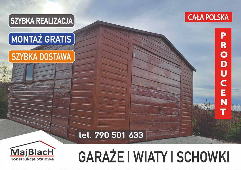 Garaż Blaszany Drewnopodobny - Złoty Dąb - Garaże Blaszane - Maj-Blach