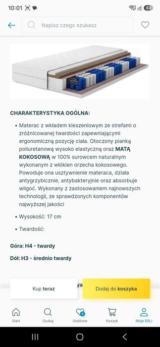 Materac kieszeniowy 160x200 CANADA H4/H3