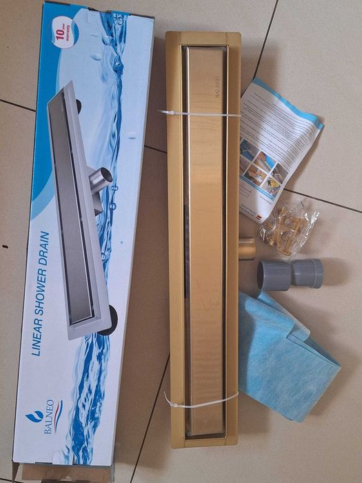 Odpływ liniowy 60 cm podłogowy , złoty Balneo Duplex Next Gold