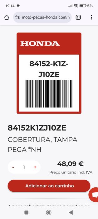 Tampa Carenagem PCX
