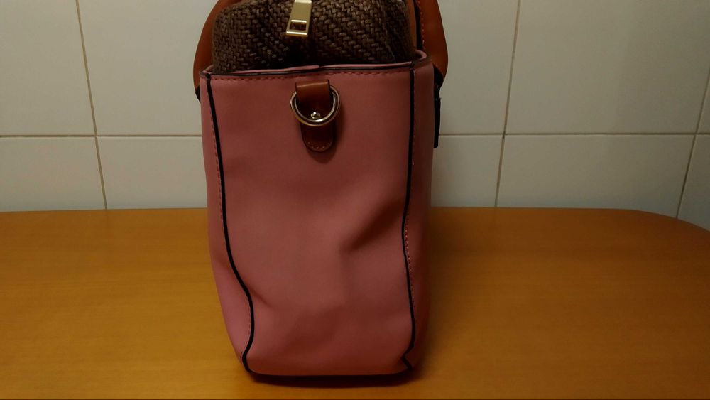 (NOVA) Mala de Mão e de Tiracolo em Rosa Seco e Castanho