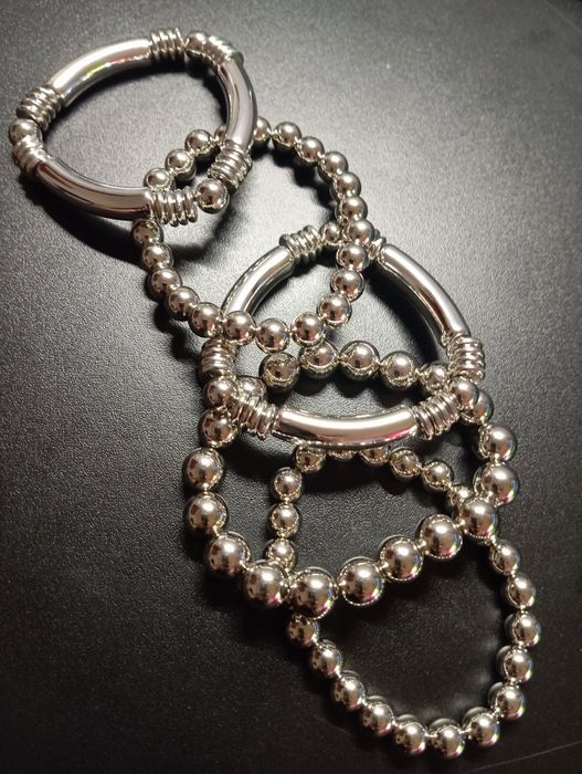 Conjunto 5 pulseiras prateadas