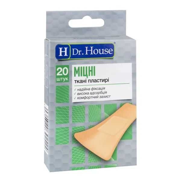 Пластир медичний бактерицидний Dr.House 7,2 см х 2,3 см тканий