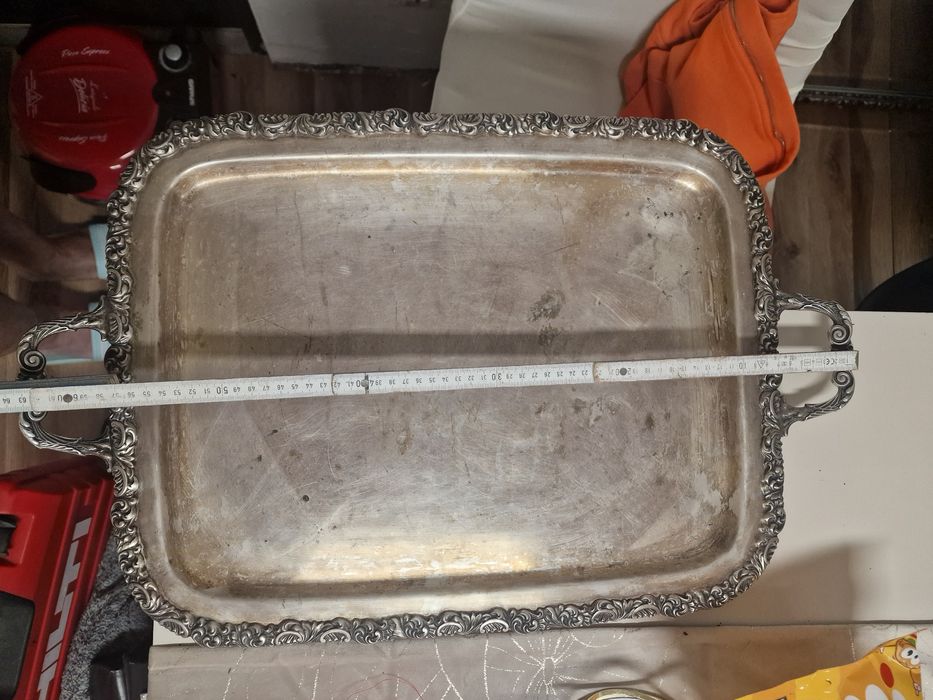 Duża Stara Patera Taca 1890- 1945 srebrna,posrebrzana