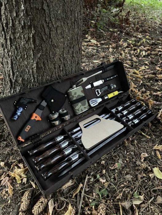 Набір шампурів в кейсі на подарунок! Ручна робота! Супер якість!