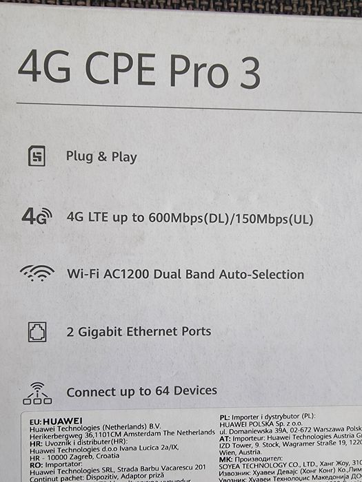 Router Huawei B628 modem LTE 4G+ cat12 internet 600 Mbps CPE Pro 3