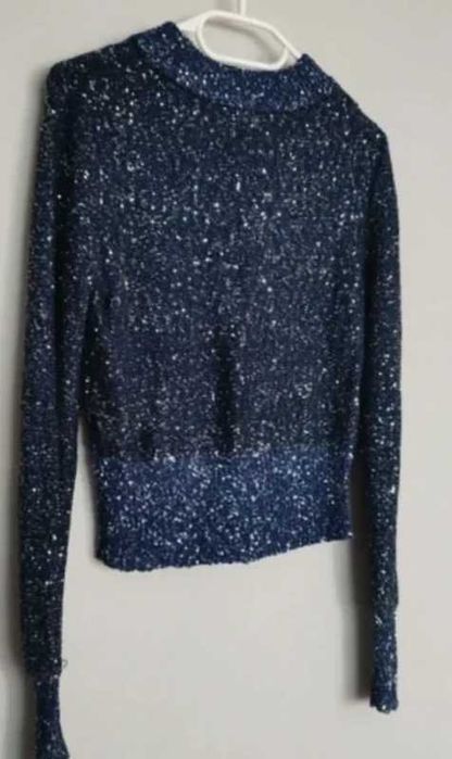 Elegancki granatowy sweter w cekiny H&M