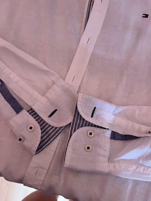 Oryginalna biała koszula Tommy Hilfiger len