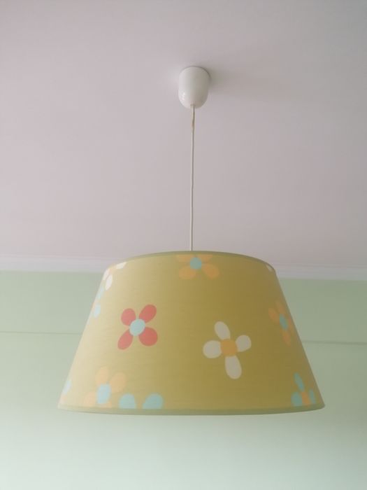 Abajur Criança Verde Flores Tecto