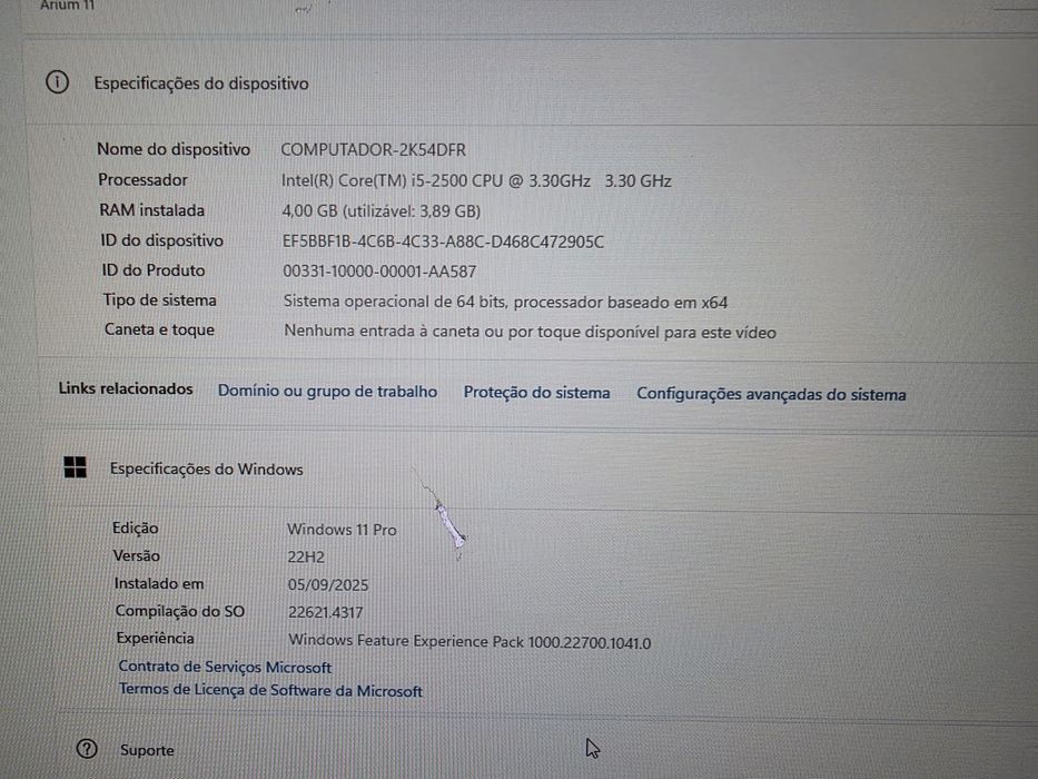 Computador HP – Intel i5 + SSD + Windows 11 Pro – Garantia 3 meses