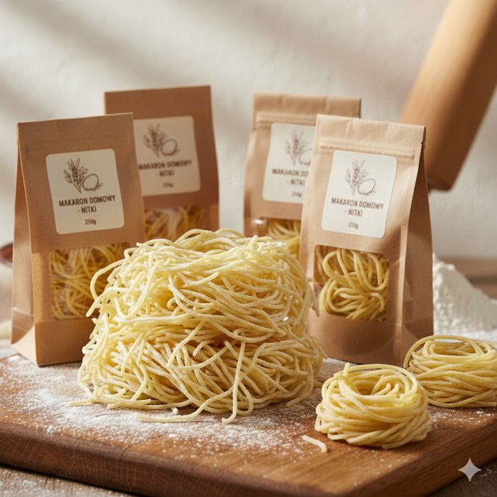 Makaron domowy – rzemieślniczy, jajeczny, nitki 250 g