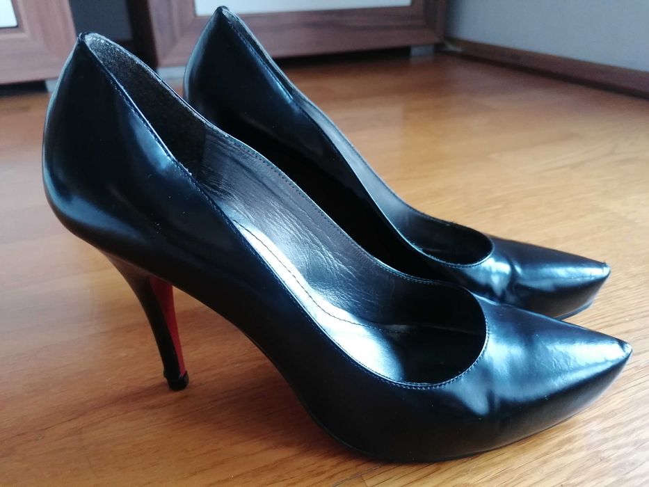 Szpilki Kazar - czarne, skóra lakierowana, wysoki obcas