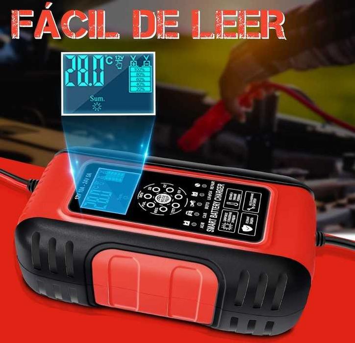 Carregador inteligente bateria 12V 10A/ 24V 5A LifePO4 AGM GEL Chumbo
