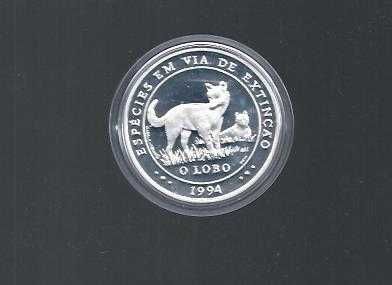 LOBO Proof  1.000 Escudos 1994 Comemorativa Ibero Americana Prata