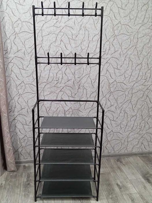 Полка-вішалка для взуття та одягу універсальна вешалка напольна