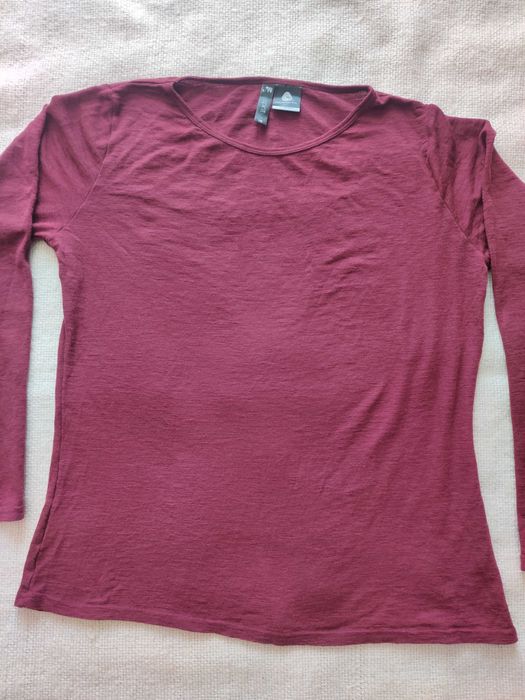 Koszulka, sweter thermo z wełny merino bordowy