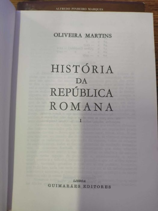 Livro História da República Romana I de Oliveira Martins