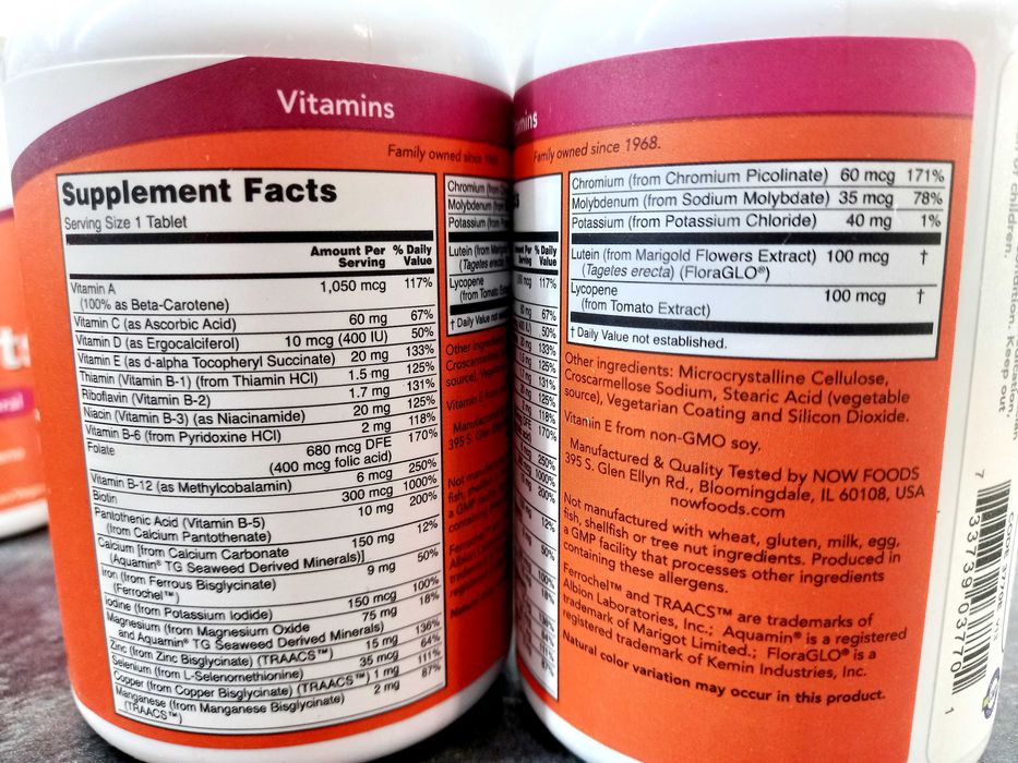 Now Foods, Daily Vits (100-250 таб), мужские витамины женские витамины