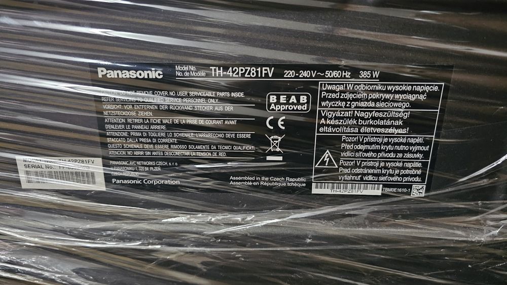 Plasma Panasonic TH-42 PZ81FV 107 cm FULL HD
