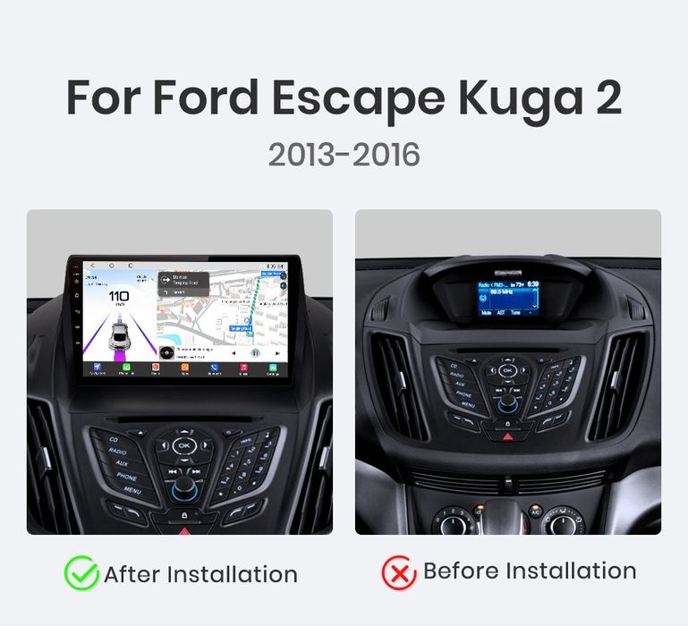 Rádio 9" android Ford Kuga & C-Max 2/32GB CARPLAY WIFI GPS Novo