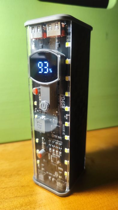 Power bank 45w, 65w для ноутбуков и телефонов, прозрачный 28000