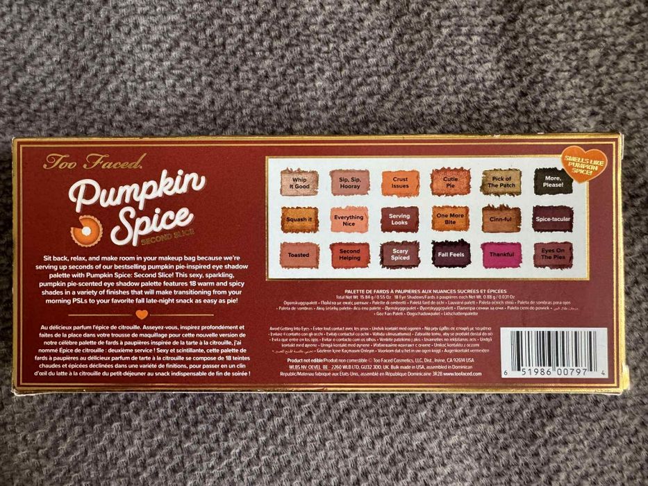 Too Faced paleta cieni do powiek Pumpkin Spice Second Slice nowa