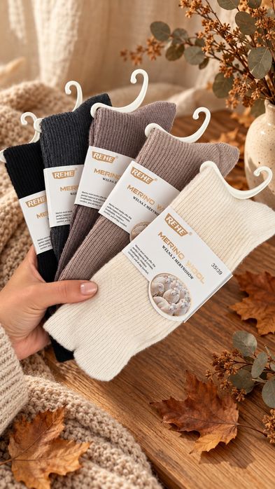 Ciepło które pokochasz. Zestaw skarpet z wełny merino. 5 pak . 35-38
