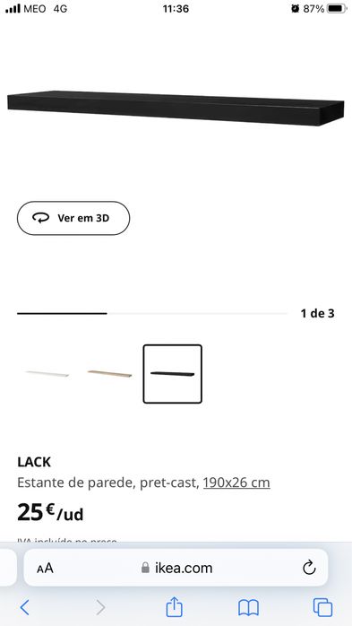 Prateleiras Lack Ikea pretas