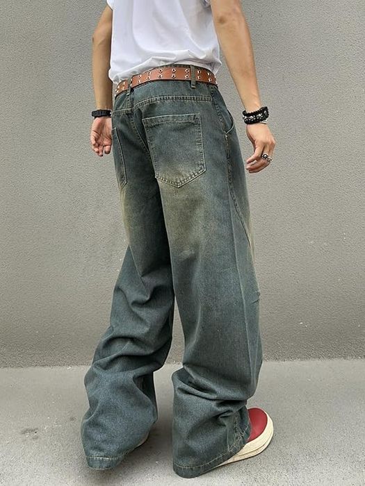 Jeansy Baggy Męskie Y2K Wide Leg Niebieskie XL
