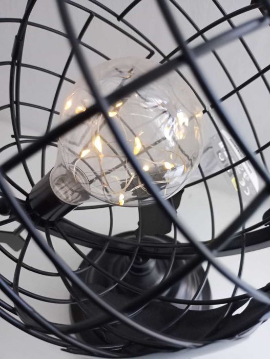 Globus czarny metalowy lampka  ledowa okazja