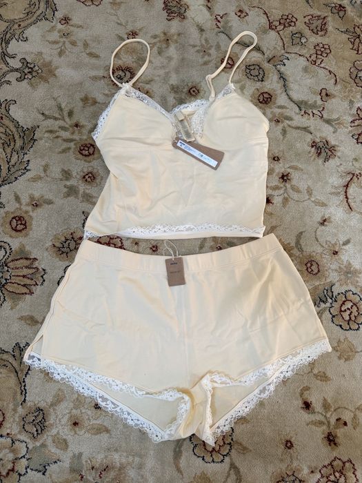 Комплект для сну SKIMS Cotton Lace, топ + шортики, S