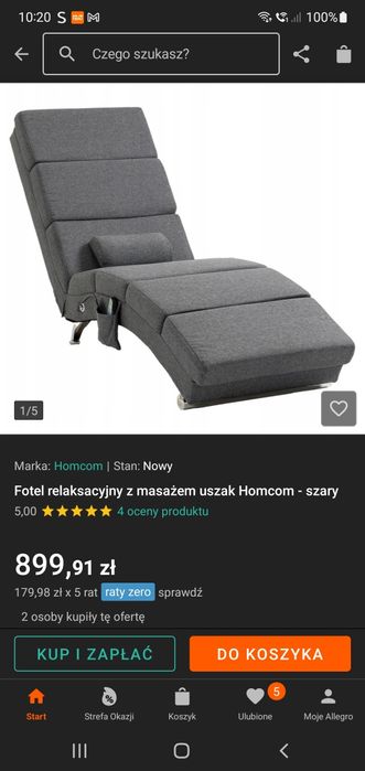 Leżanka szezlong fotel relax z masażem