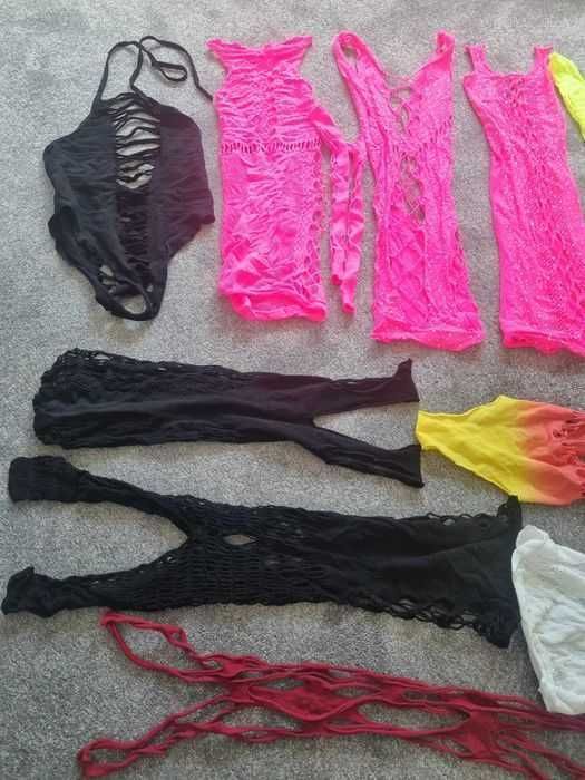 Body sukienki fishnet neon bielizna zestaw