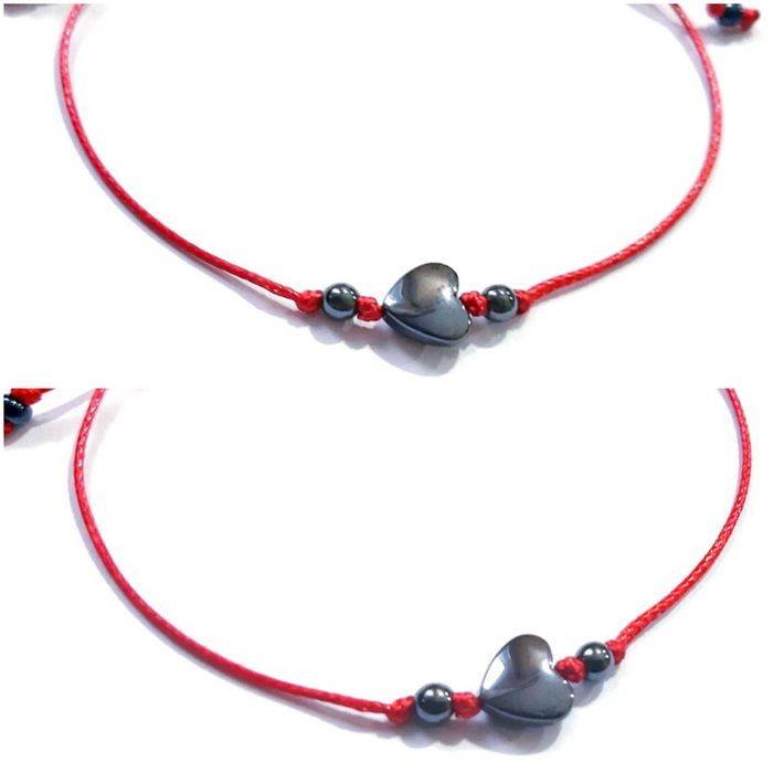 Bransoletki 2 sztuki z serduszkiem hematytowym na szczęście