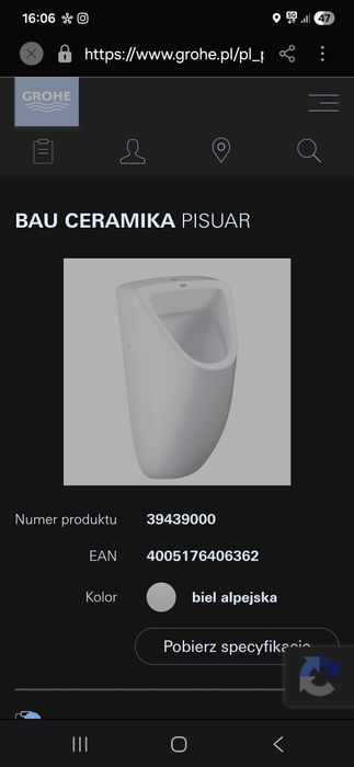 Sprzedam pisuar Grohe 2 szt.