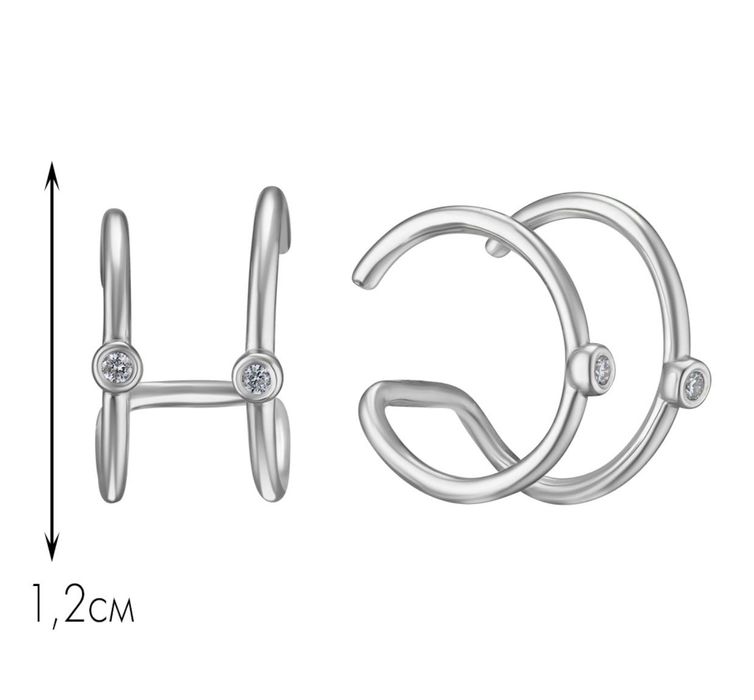 Моносережка з білого золота SOVA  з діамантами The Diamond