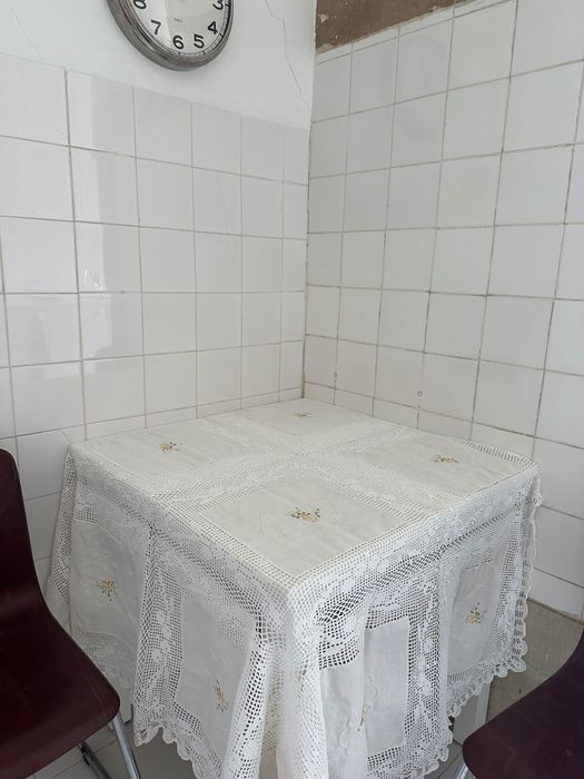 Toalha de linho e renda
