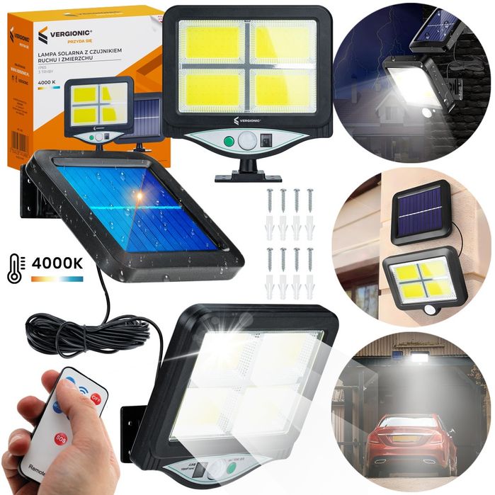 Lampa solarna ogrodowa led z czujnikiem z pilotem