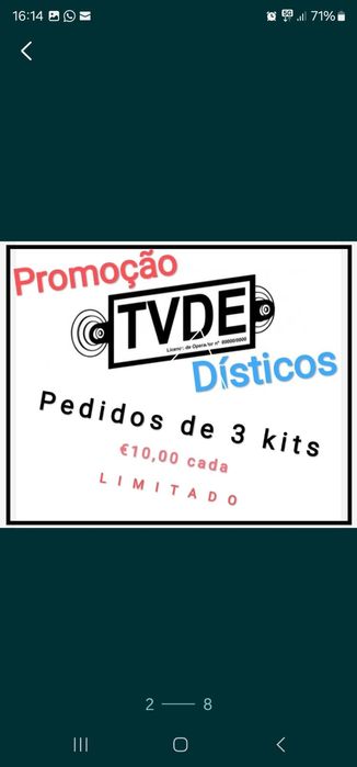 Dísticos TVDE Kit completo 12€