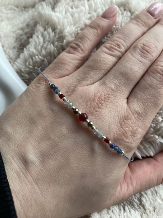 Bransoletka na szczęście szafir jadeit rubinowy labradoryt piryt kamienie
