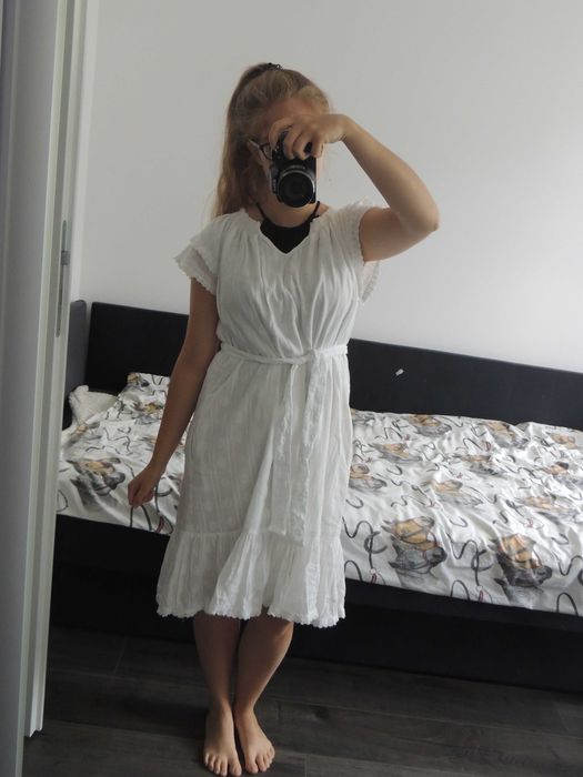 biała bawełniana zwiewna sukienka co'couture L/XL wiskoza