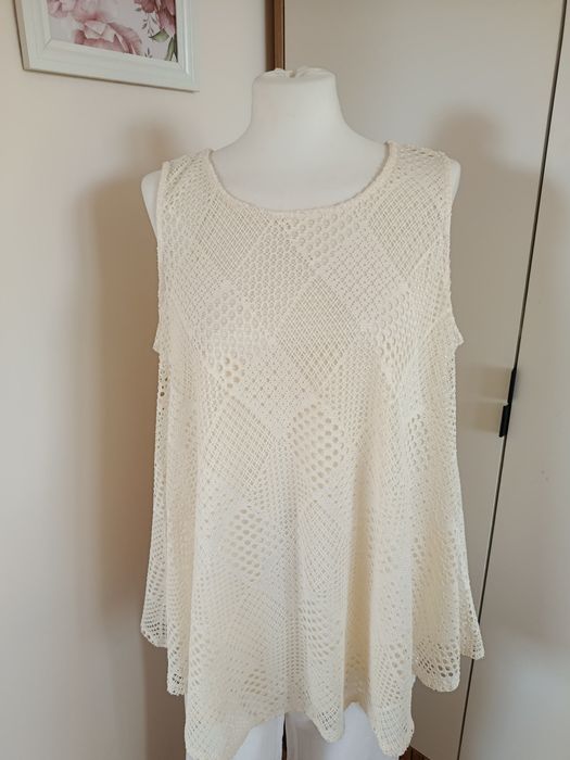 Nowa piękna kremowa bluzka damska na lato plus size rozmiar 48