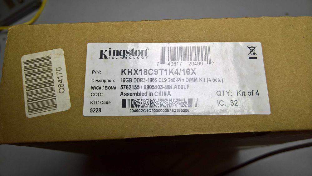 Оперативная память Kingston DDR3 16 ГБ (Kit of 4x4096) HyperX XMP T1