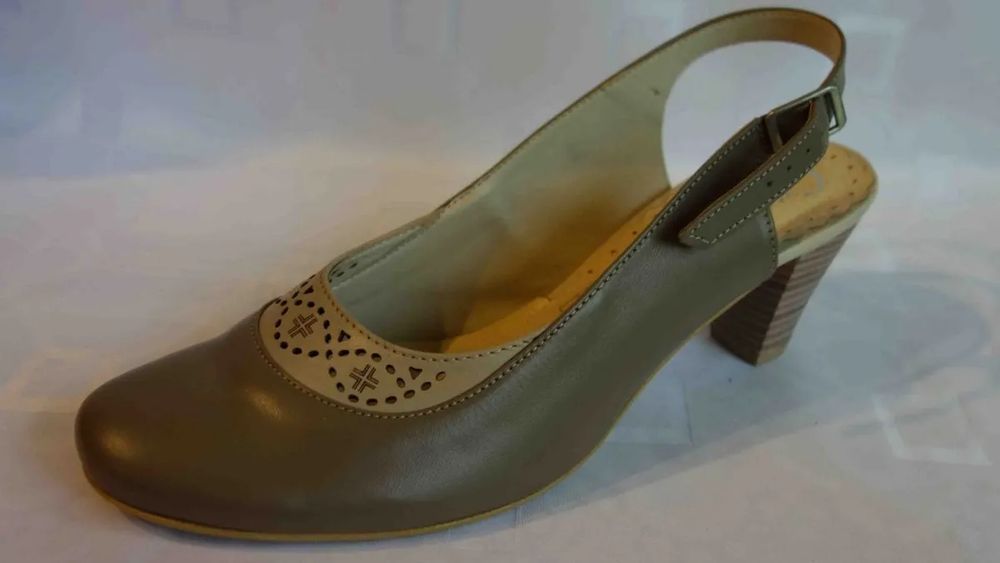 SKÓRZANE sandały damskie obcas szersze 40