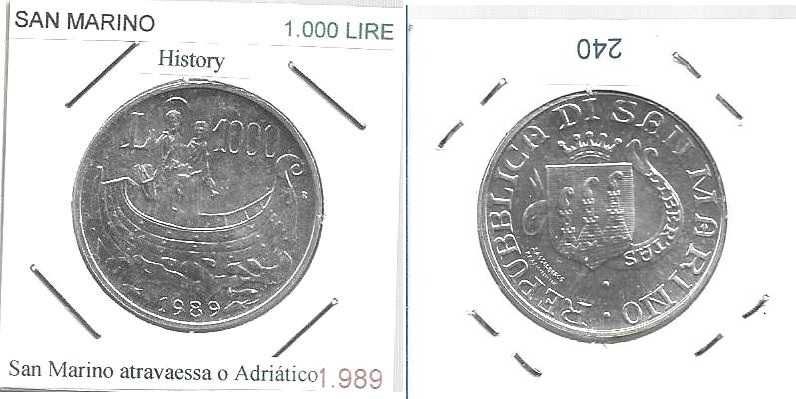 San Marino - 1.000 Lire-1989 - 16 Séculos de História - Moeda de Prata